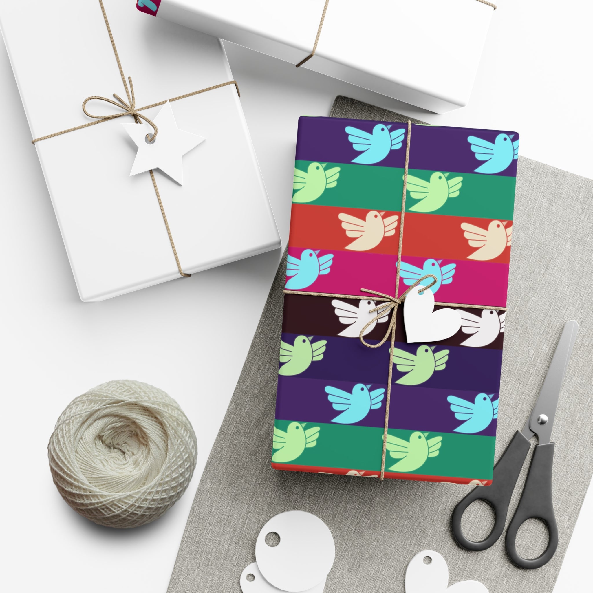 Retro Doves - Wrapping Paper