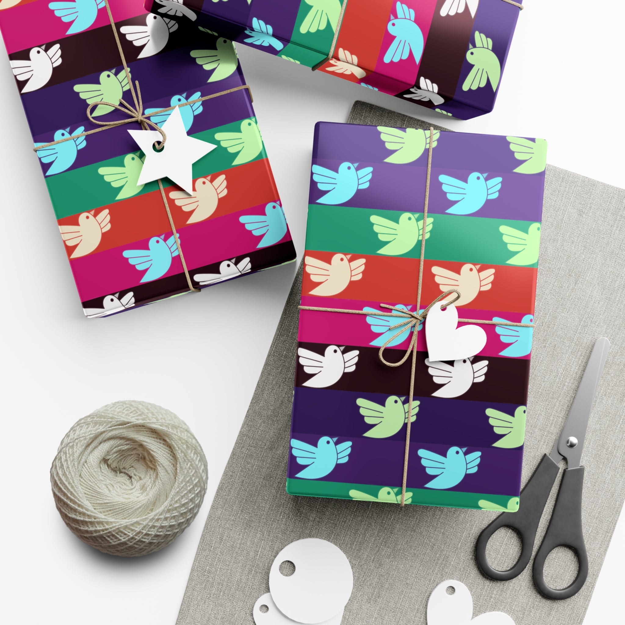 Retro Doves - Wrapping Paper