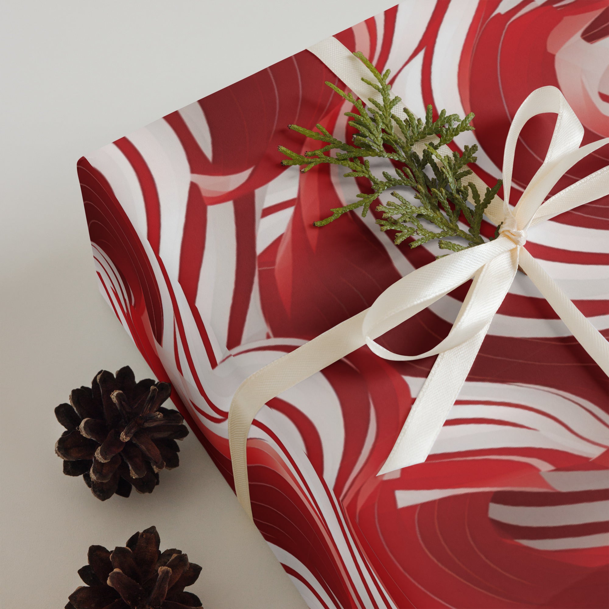 Red Swirls  - Pack of 3 Wrapping Paper Sheets