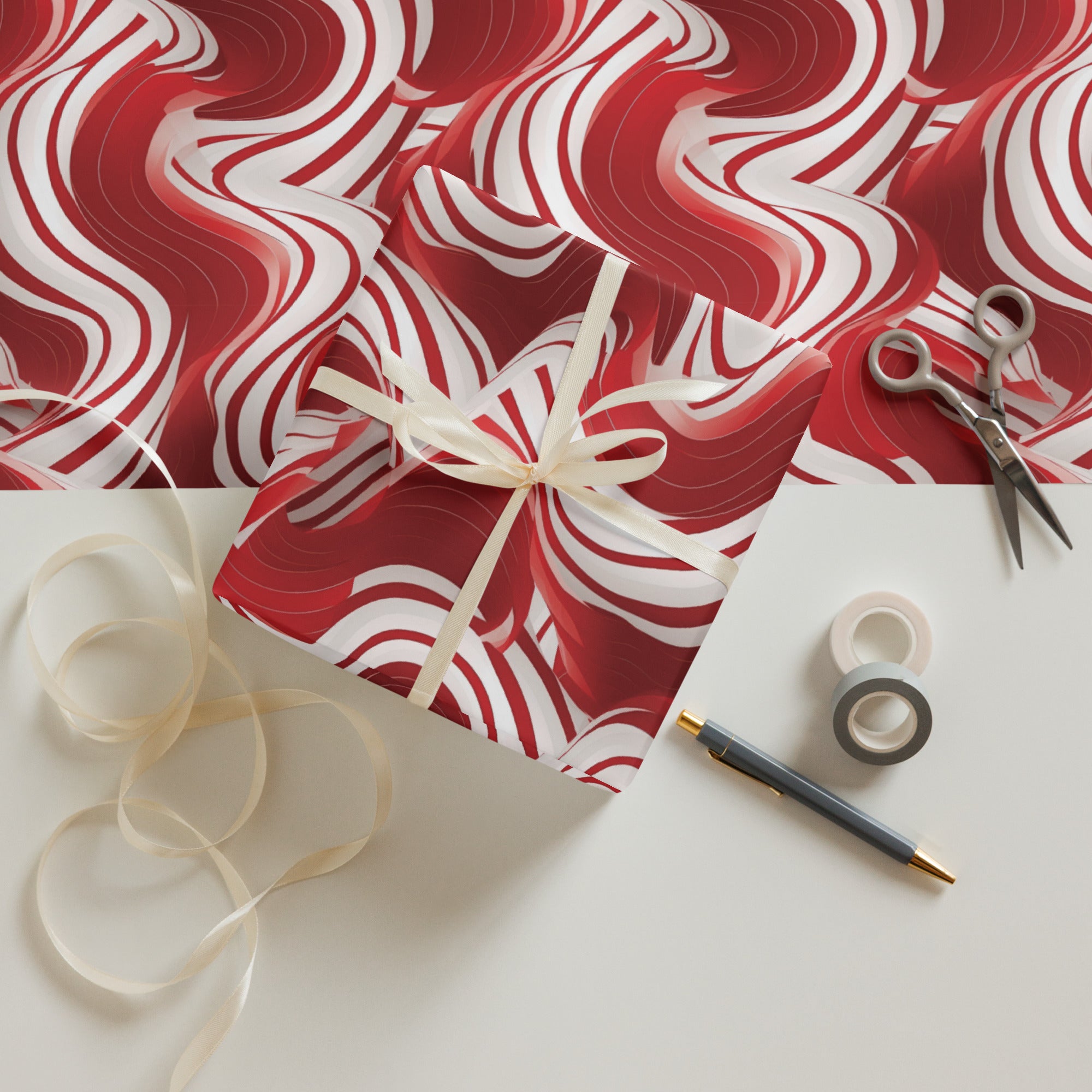 Red Swirls  - Pack of 3 Wrapping Paper Sheets