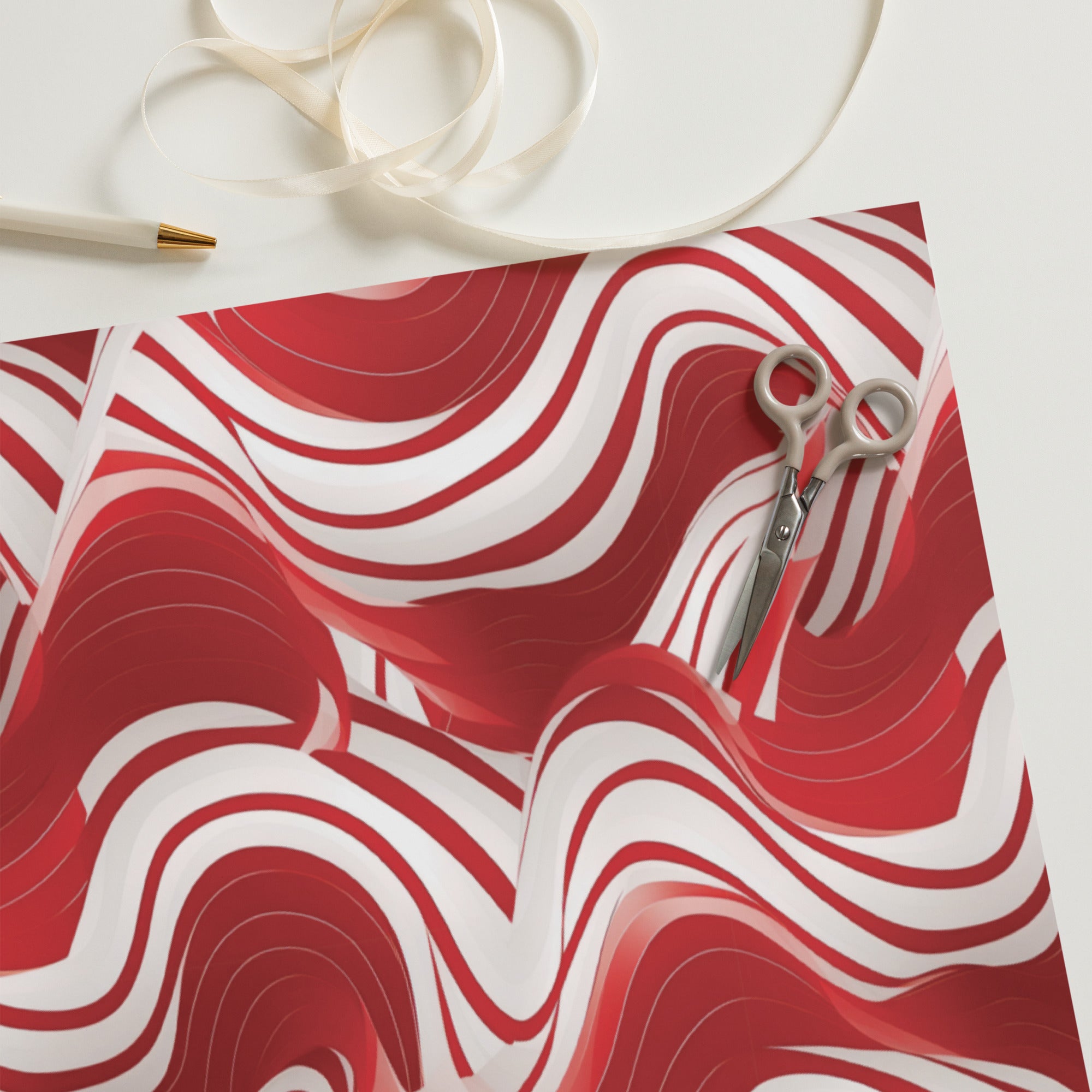 Red Swirls  - Pack of 3 Wrapping Paper Sheets