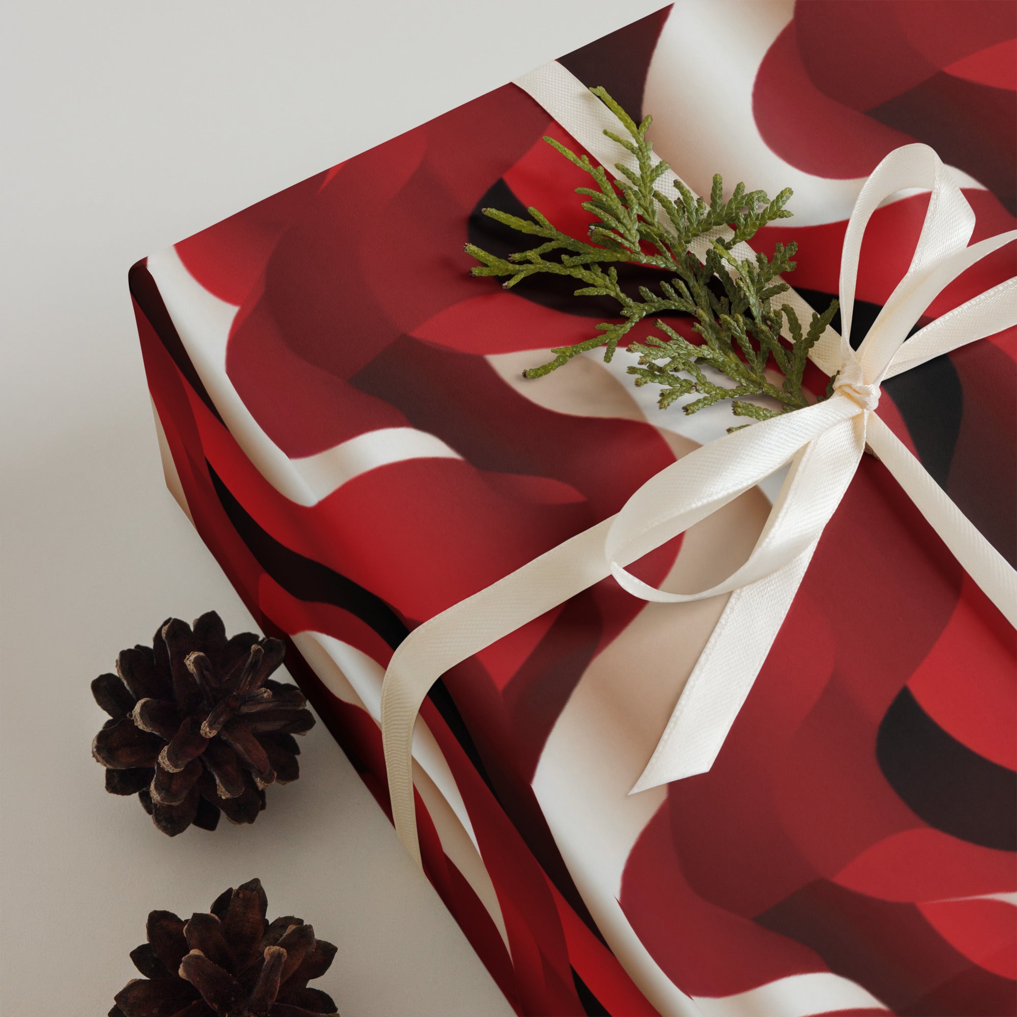 Red Swirls  - Pack of 3 Wrapping Paper Sheets