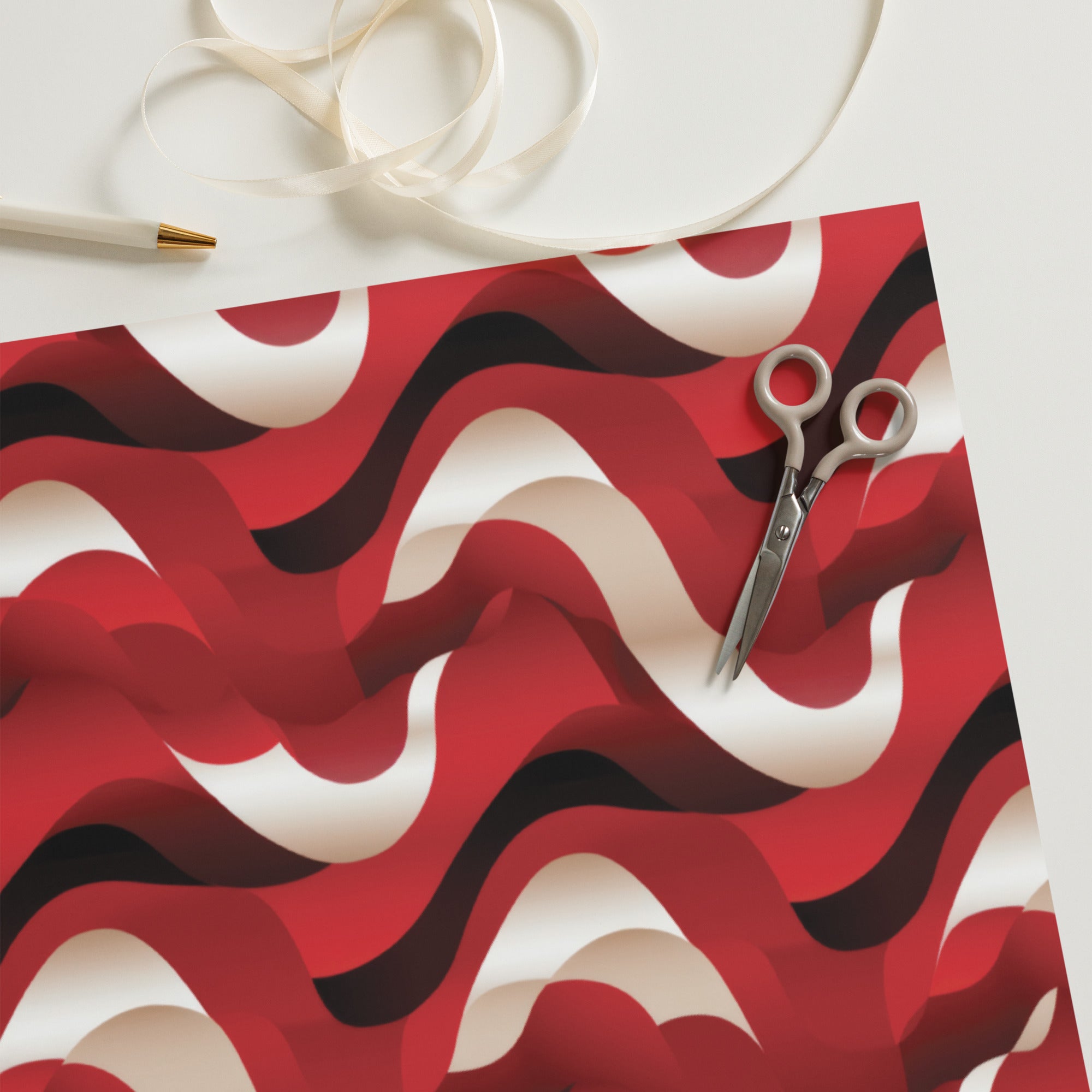 Red Swirls  - Pack of 3 Wrapping Paper Sheets