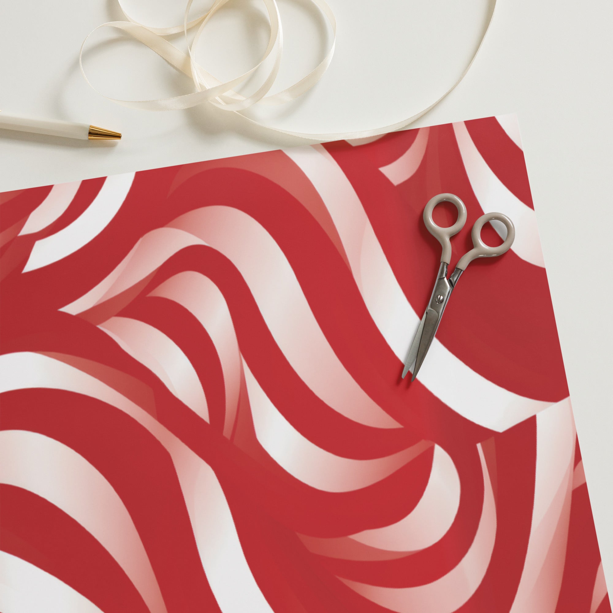 Red Swirls  - Pack of 3 Wrapping Paper Sheets